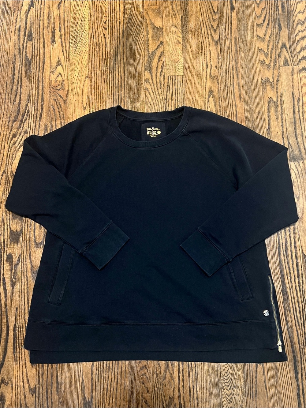 Lilly Pulitzer Black Crewneck Sweatshirt with Side Zip